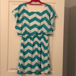 Turquoise and White Chevron Dress